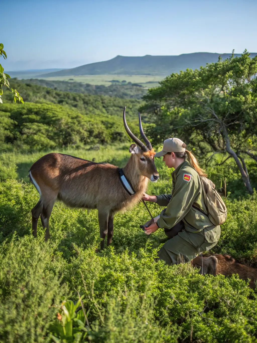A picture of a wildlife biologist monitoring animal populations using tracking devices and data analysis techniques.
